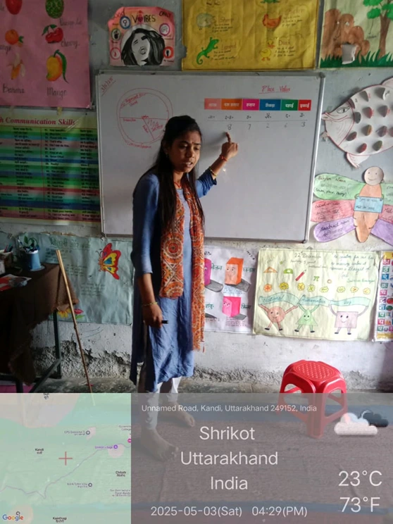 Teacher in blue kurti