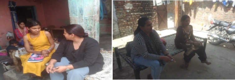 Teachers conducting home visits to interact with parents of student girls, talking about progress and how to further brighten their child’s future