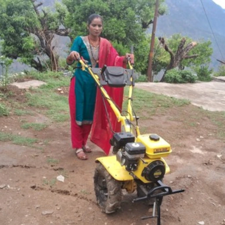 Bafi-Devi-using-mini-tractor-voices-from-ground