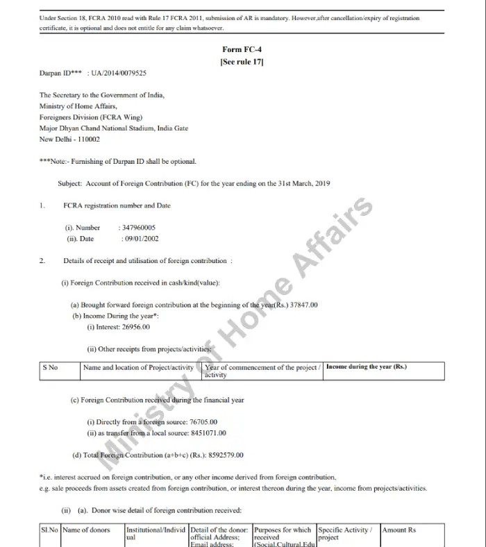 FCRA 2018-19